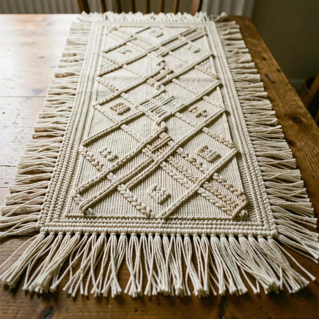 Makramé bordløper tekstil